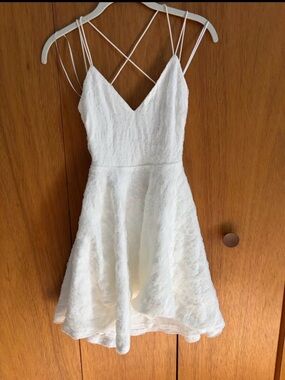 Lovely Day White Textured Spaghetti-Strap Dress